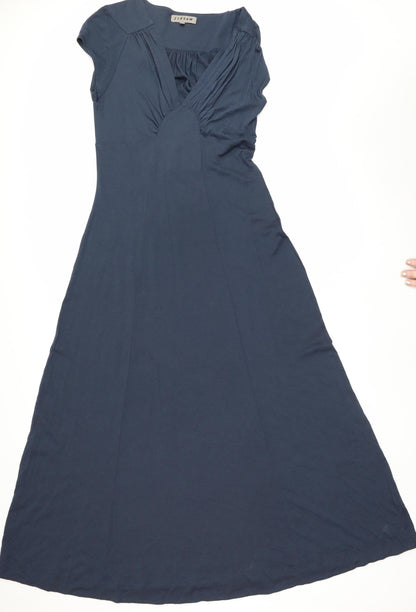 Jigsaw Women’s Navy Blue M Modal Cotton Ruched Empire Maxi Dress