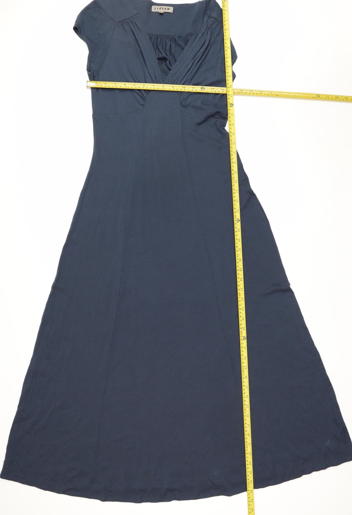Jigsaw Women’s Navy Blue M Modal Cotton Ruched Empire Maxi Dress