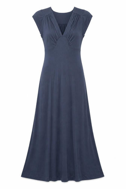 Jigsaw Women’s Navy Blue M Modal Cotton Ruched Empire Maxi Dress
