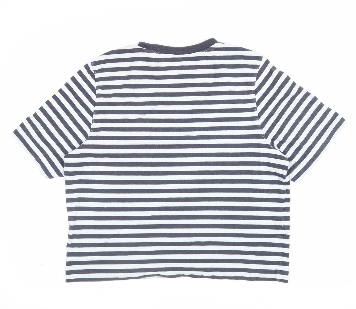 Uniqlo Women Blue White Stripe S Basic Crew Neck Short Sleeve T-Shirt