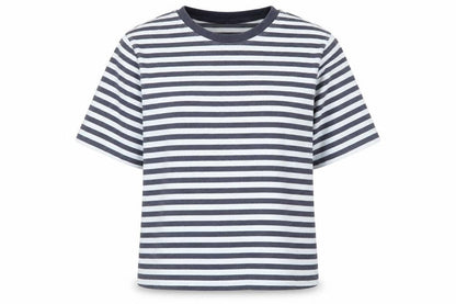 Uniqlo Women Blue White Stripe S Basic Crew Neck Short Sleeve T-Shirt