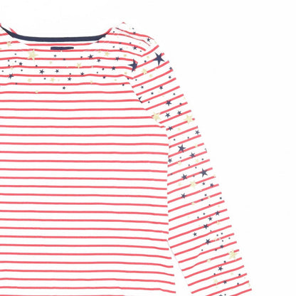Joules Women’s White Red Stripe Star Glitter Long Sleeve T-Shirt UK 10