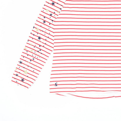 Joules Women’s White Red Stripe Star Glitter Long Sleeve T-Shirt UK 10