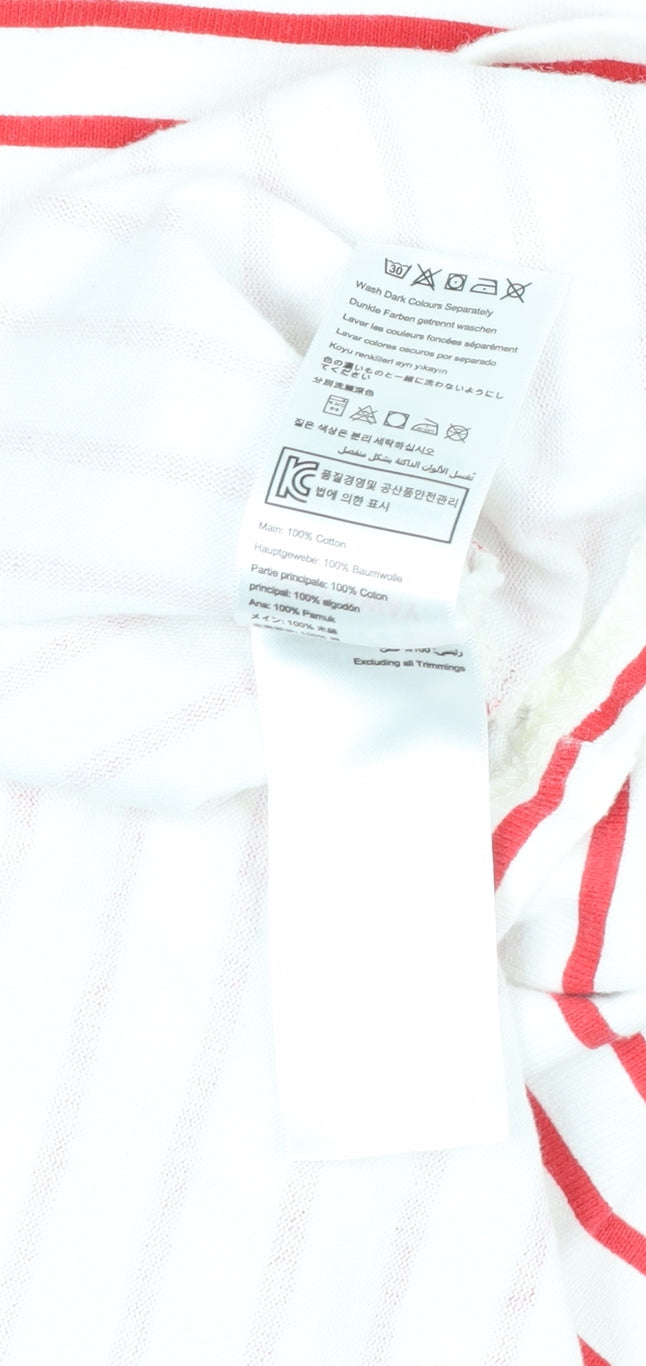 Joules Women’s White Red Stripe Star Glitter Long Sleeve T-Shirt UK 10