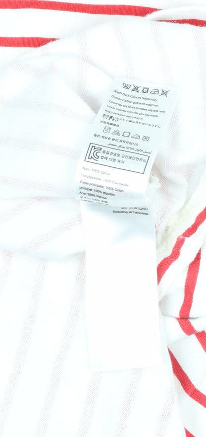 Joules Women’s White Red Stripe Star Glitter Long Sleeve T-Shirt UK 10