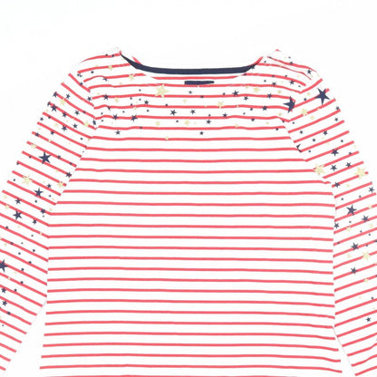 Joules Women’s White Red Stripe Star Glitter Long Sleeve T-Shirt UK 10