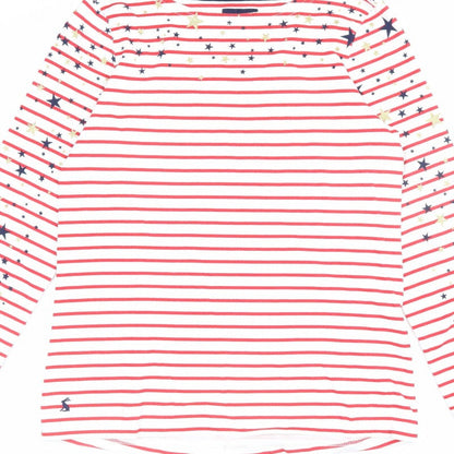 Joules Women’s White Red Stripe Star Glitter Long Sleeve T-Shirt UK 10