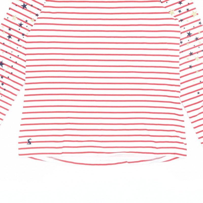 Joules Women’s White Red Stripe Star Glitter Long Sleeve T-Shirt UK 10