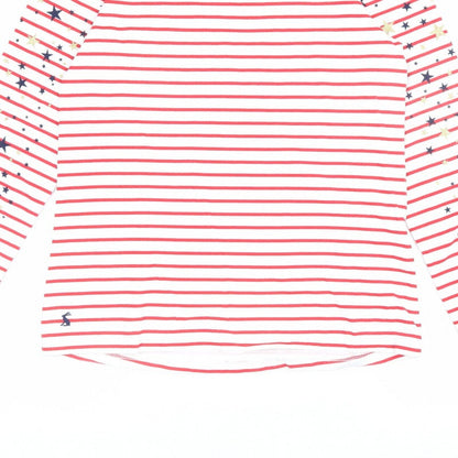Joules Women’s White Red Stripe Star Glitter Long Sleeve T-Shirt UK 10