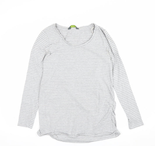 Blooming Marvellous Women Grey Striped M Maternity Tunic Long Sleeve Top
