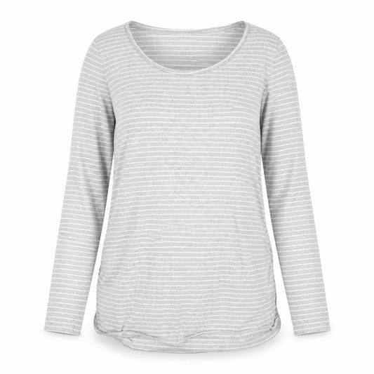 Blooming Marvellous Women Grey Striped M Maternity Tunic Long Sleeve Top