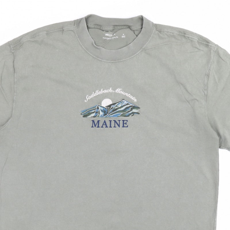 Hollister Men’s Green M Heavyweight Boxy Fit Maine Mountain T-Shirt