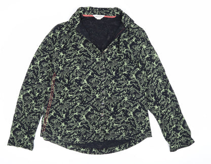 White Stuff Women Black Green UK 12 Animal Floral Button-Up Shirt