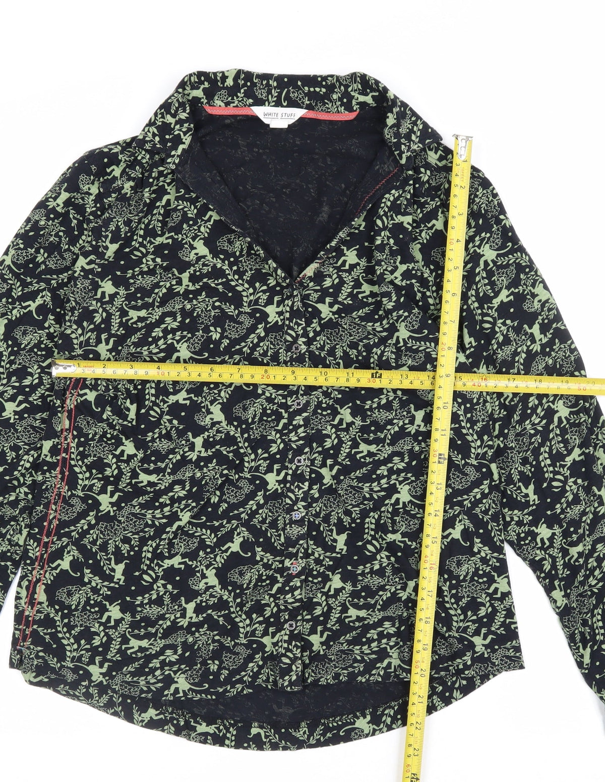 White Stuff Women Black Green UK 12 Animal Floral Button-Up Shirt