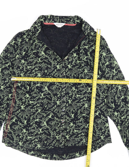 White Stuff Women Black Green UK 12 Animal Floral Button-Up Shirt