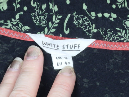 White Stuff Women Black Green UK 12 Animal Floral Button-Up Shirt