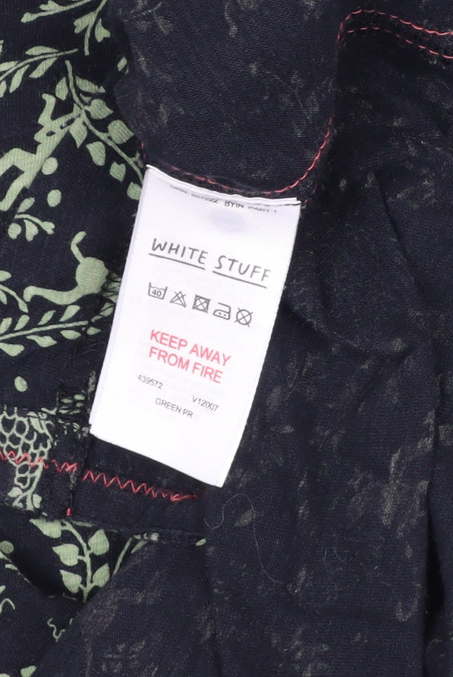 White Stuff Women Black Green UK 12 Animal Floral Button-Up Shirt