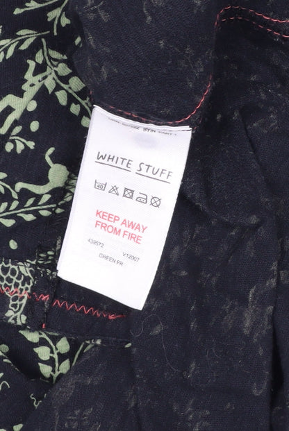 White Stuff Women Black Green UK 12 Animal Floral Button-Up Shirt