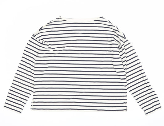 Uniqlo Women’s Navy White Stripe Boat Neck Cotton Long Sleeve Top S