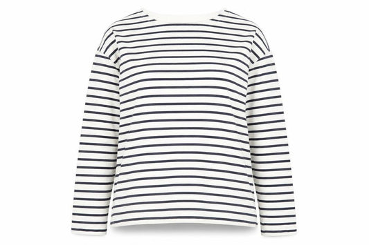 Uniqlo Women’s Navy White Stripe Boat Neck Cotton Long Sleeve Top S
