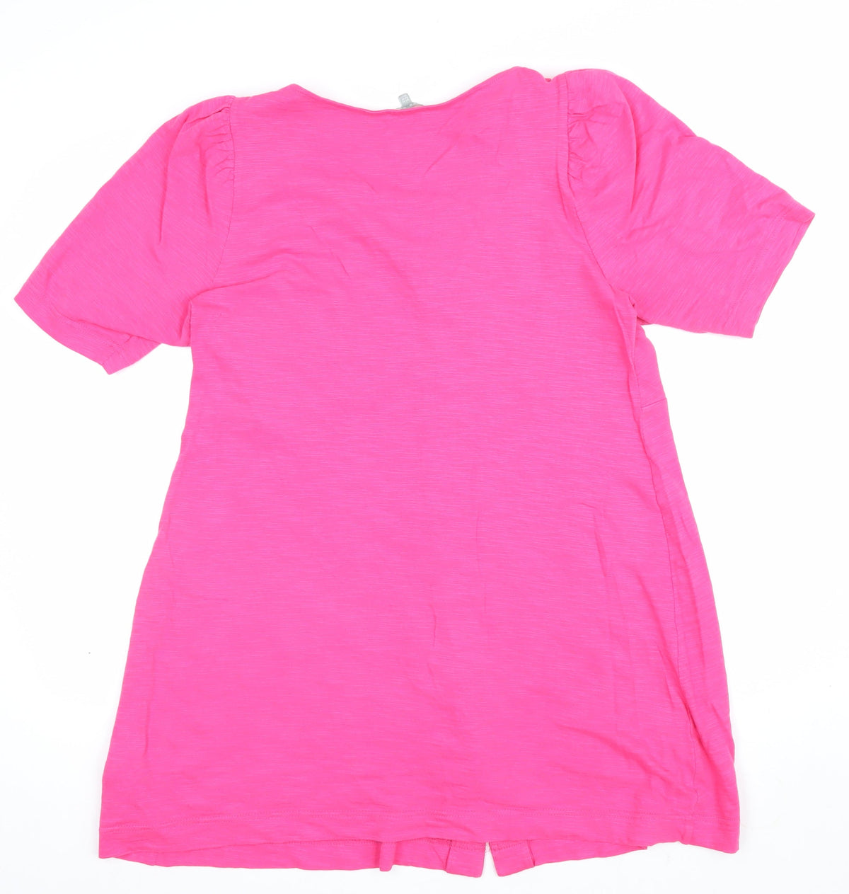Oliver Bonas Women Pink UK 14 V-Neck Button-Up Ruffle Sleeve Top