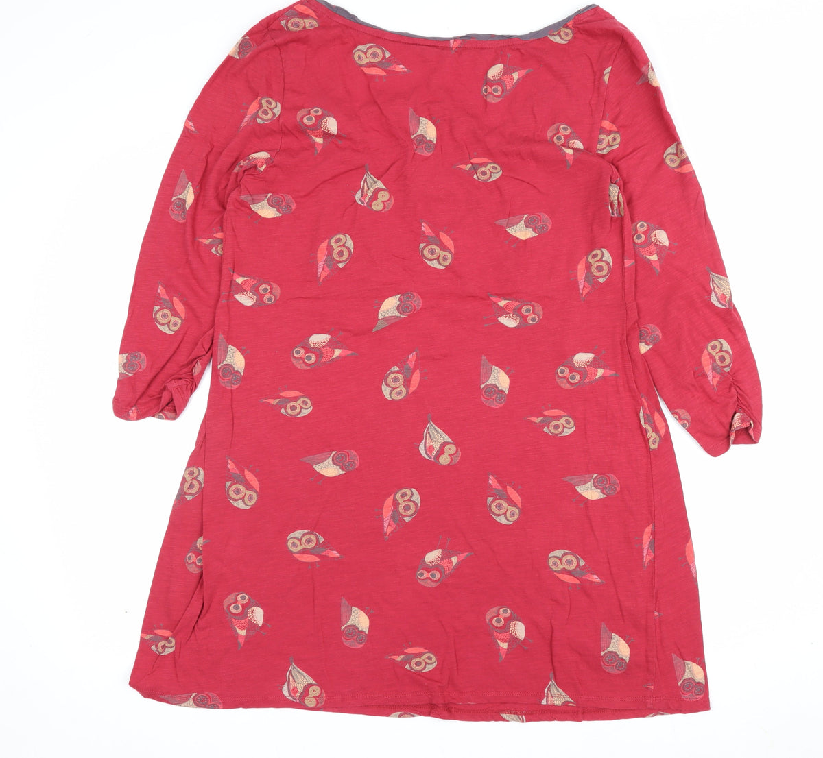 Little White Lies Women Red UK 16 Owl Cotton Tunic Blouse 3/4 Sleeve
