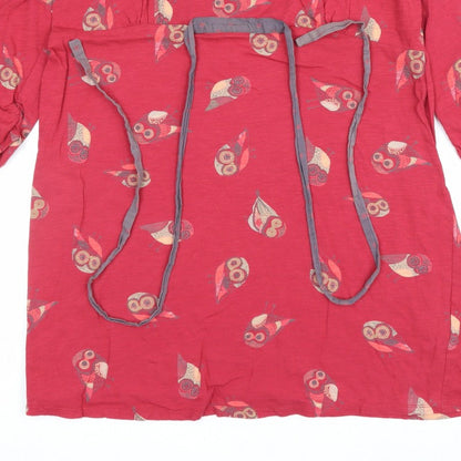 Little White Lies Women Red UK 16 Owl Cotton Tunic Blouse 3/4 Sleeve