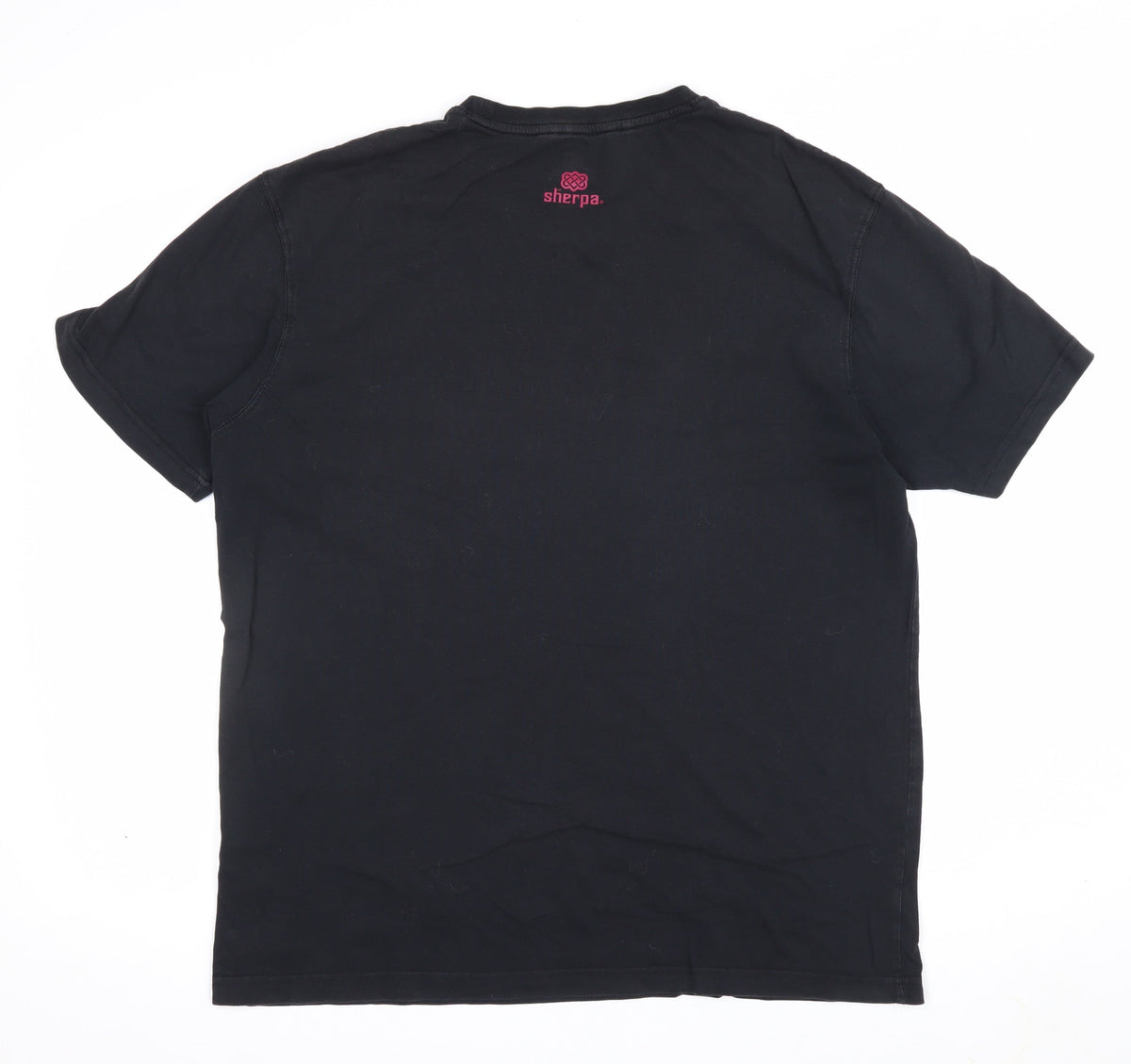 Sherpa Men’s Black Large Organic Cotton Graphic Print Crew Neck T-Shirt