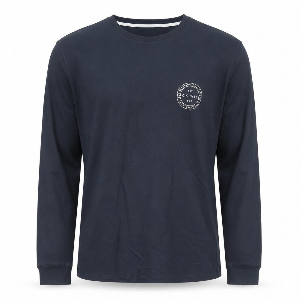 Jack Wills Men’s Navy Small Logo Long Sleeve Crew Neck T-Shirt