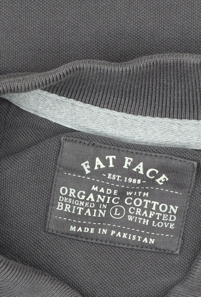 Fat Face Men’s Grey Size L Organic Cotton Short Sleeve Polo Shirt
