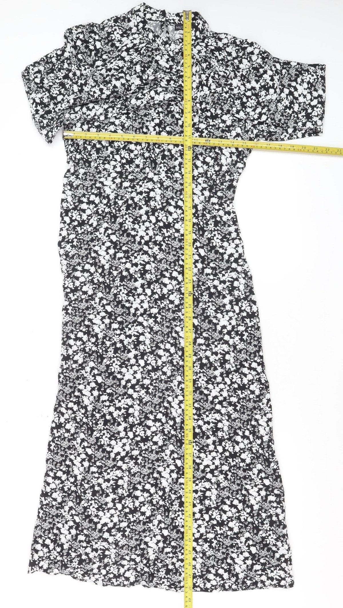 Marks & Spencer Women Black Floral Size 8 Midi Fit & Flare Dress