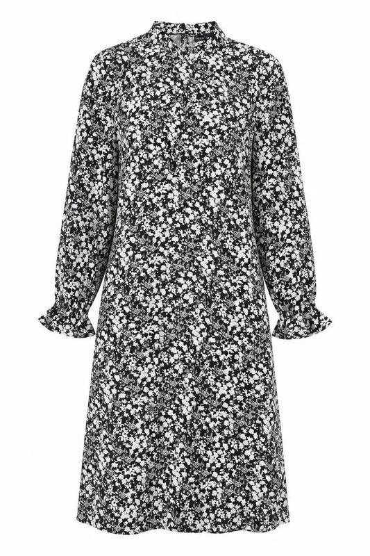 Marks & Spencer Women Black Floral Size 8 Midi Fit & Flare Dress