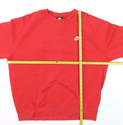 Nike Men’s Red L Pullover Crew Neck Logo Fleece Sweatshirt