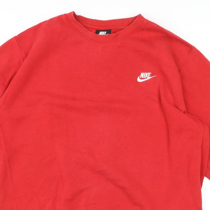 Nike Men’s Red L Pullover Crew Neck Logo Fleece Sweatshirt