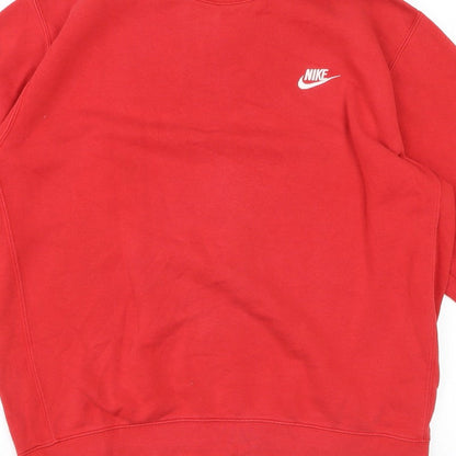 Nike Men’s Red L Pullover Crew Neck Logo Fleece Sweatshirt