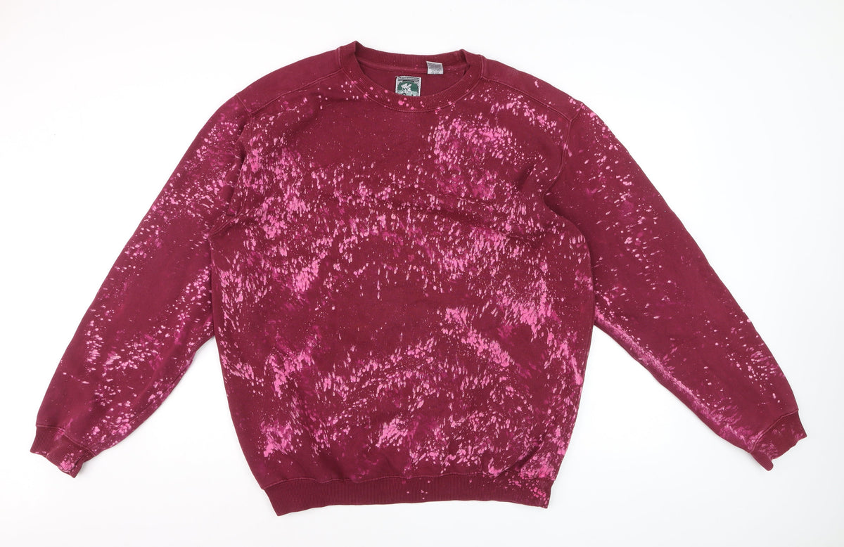 McIntosh & Seymour Men Red L Pullover Bleach Splatter Sweatshirt
