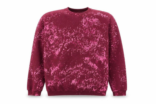 Front view of McIntosh & Seymour Men Red L Pullover Bleach Splatter Sweatshirt