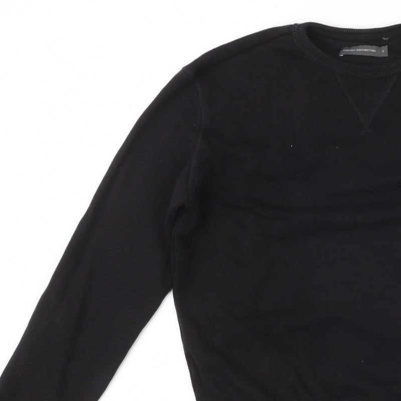 French Connection Men’s Black Small Logo Crew Neck Pullover Sweatshirt S