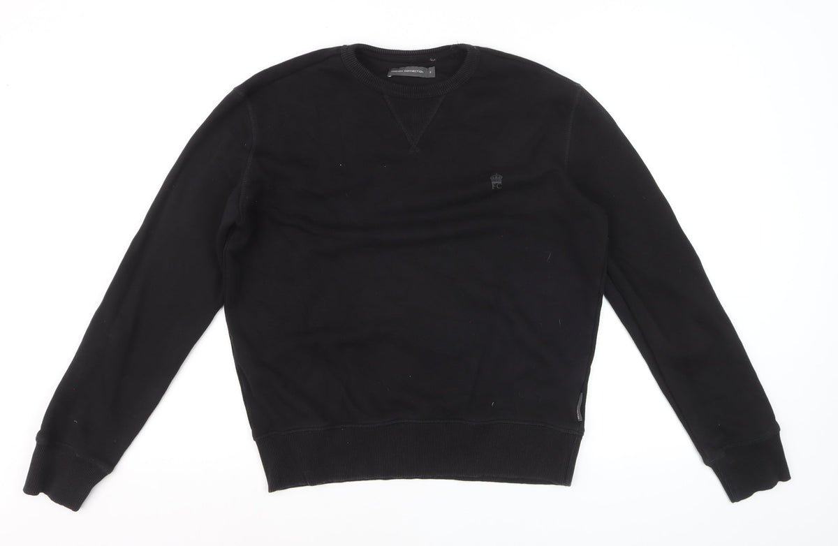 French Connection Men’s Black Small Logo Crew Neck Pullover Sweatshirt S