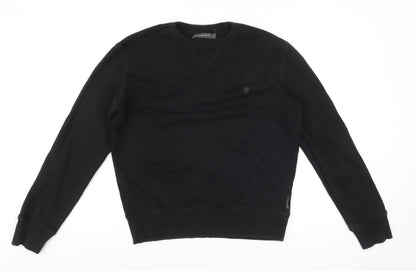 French Connection Men’s Black Small Logo Crew Neck Pullover Sweatshirt S