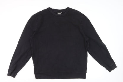 ASOS Men Black L Crew Neck Pullover Cotton Sweatshirt