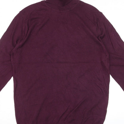 Reiss Women Purple Roll Neck Wool Cotton Knit Jumper Size M