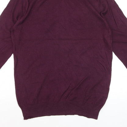 Reiss Women Purple Roll Neck Wool Cotton Knit Jumper Size M