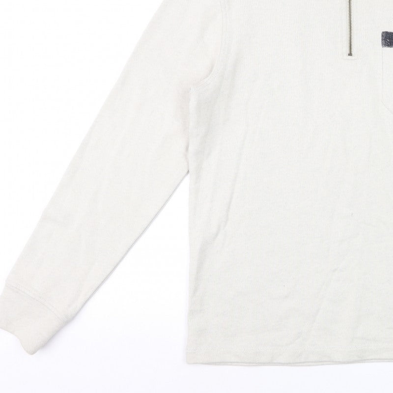 White Stuff Men’s Beige S Half Zip High Neck Cotton Pullover Sweatshirt
