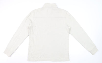 White Stuff Men’s Beige S Half Zip High Neck Cotton Pullover Sweatshirt