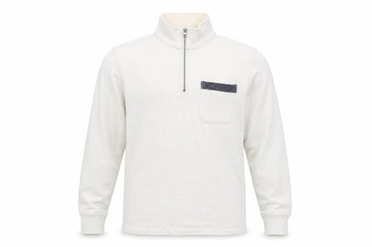 White Stuff Men’s Beige S Half Zip High Neck Cotton Pullover Sweatshirt