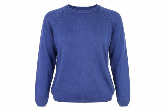 ISLE Essentials Women’s Blue Cotton Crew Neck Jumper UK 14 Raglan