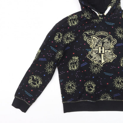 M&S Boys Black 10-11 Years Harry Potter Hogwarts Graphic Pullover Hoodie