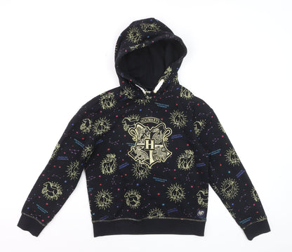 M&S Boys Black 10-11 Years Harry Potter Hogwarts Graphic Pullover Hoodie