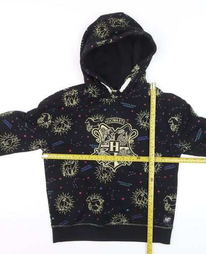 M&S Boys Black 10-11 Years Harry Potter Hogwarts Graphic Pullover Hoodie